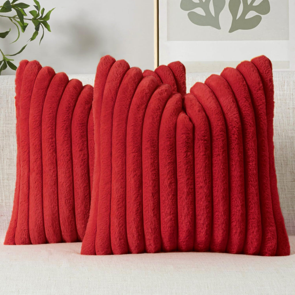 Miulee Faux Fur Decorative Throw Pillow Covers 20x20 Inch Set of 2, Modern Spring Home Decor Soft Plush Couch Pillows Cozy Fluffy Cushion C…