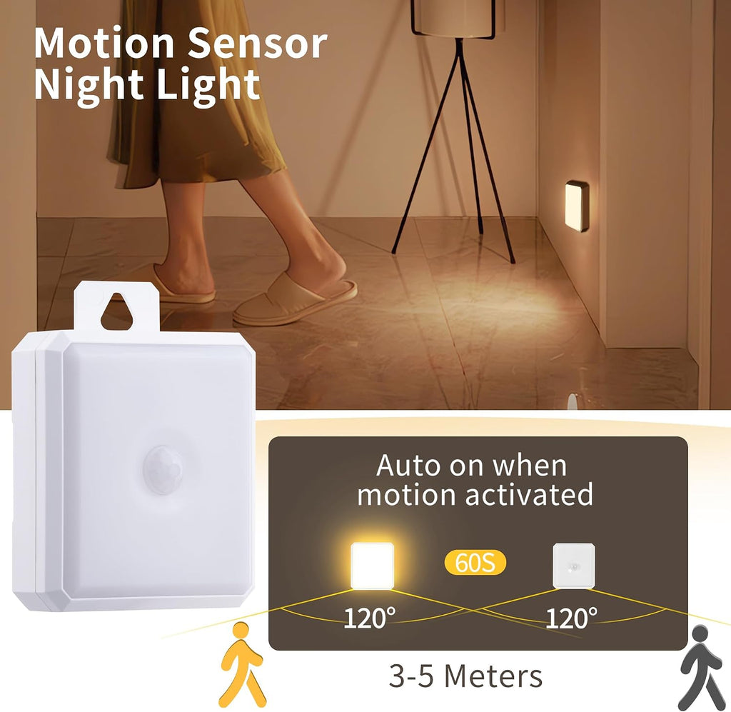 Motion Sensor Night Light Indoor - Cordless Battery Powered Under Cabinet Lighting, Stick-on Magnet LED Closet Lights, Safe Light for…