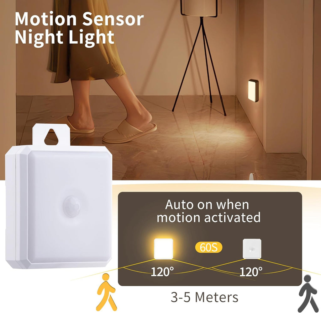 Motion Sensor Night Light Indoor - Cordless Battery Powered Under Cabinet Lighting, Stick-on Magnet LED Closet Lights, Safe Light for…