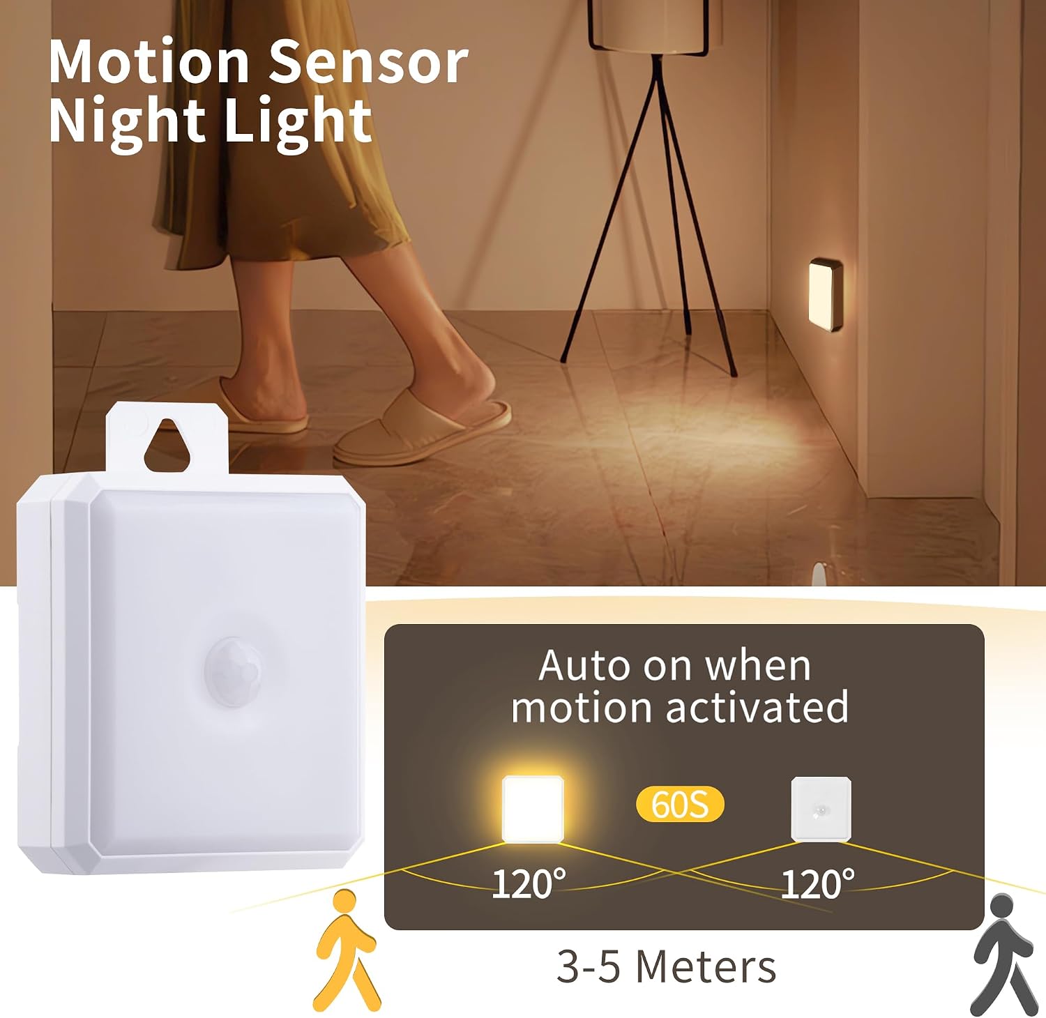 Motion Sensor Night Light Indoor - Cordless Battery Powered Under Cabinet Lighting, Stick-on Magnet LED Closet Lights, Safe Light for…