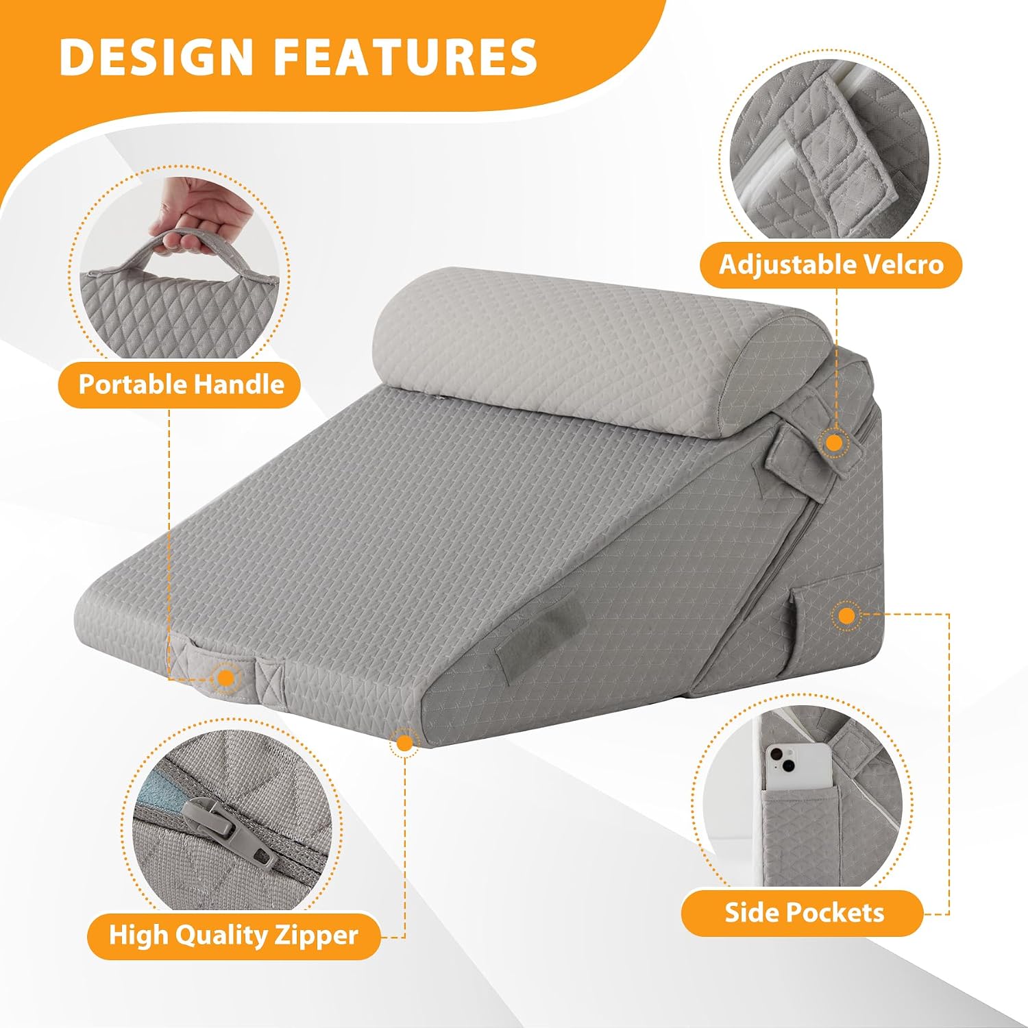 Ruqmuis 3PCS Wedge Pillow Set for After Surgery, Adjustable 9&12 Inch Bed Wedge Pillow for Sleeping, Incline Pillow Wedge for Headboard, Po…