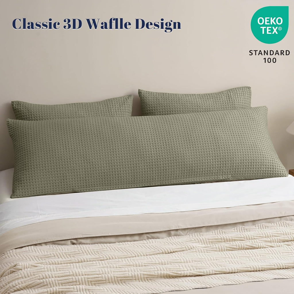 Phf Ultra Soft Waffle Weave Body Pillowcase with Zipper, No Insert, 1Pack 20" x 54" Pillow Sham, Breathable & Skin-Friendly Body Pillow cas…
