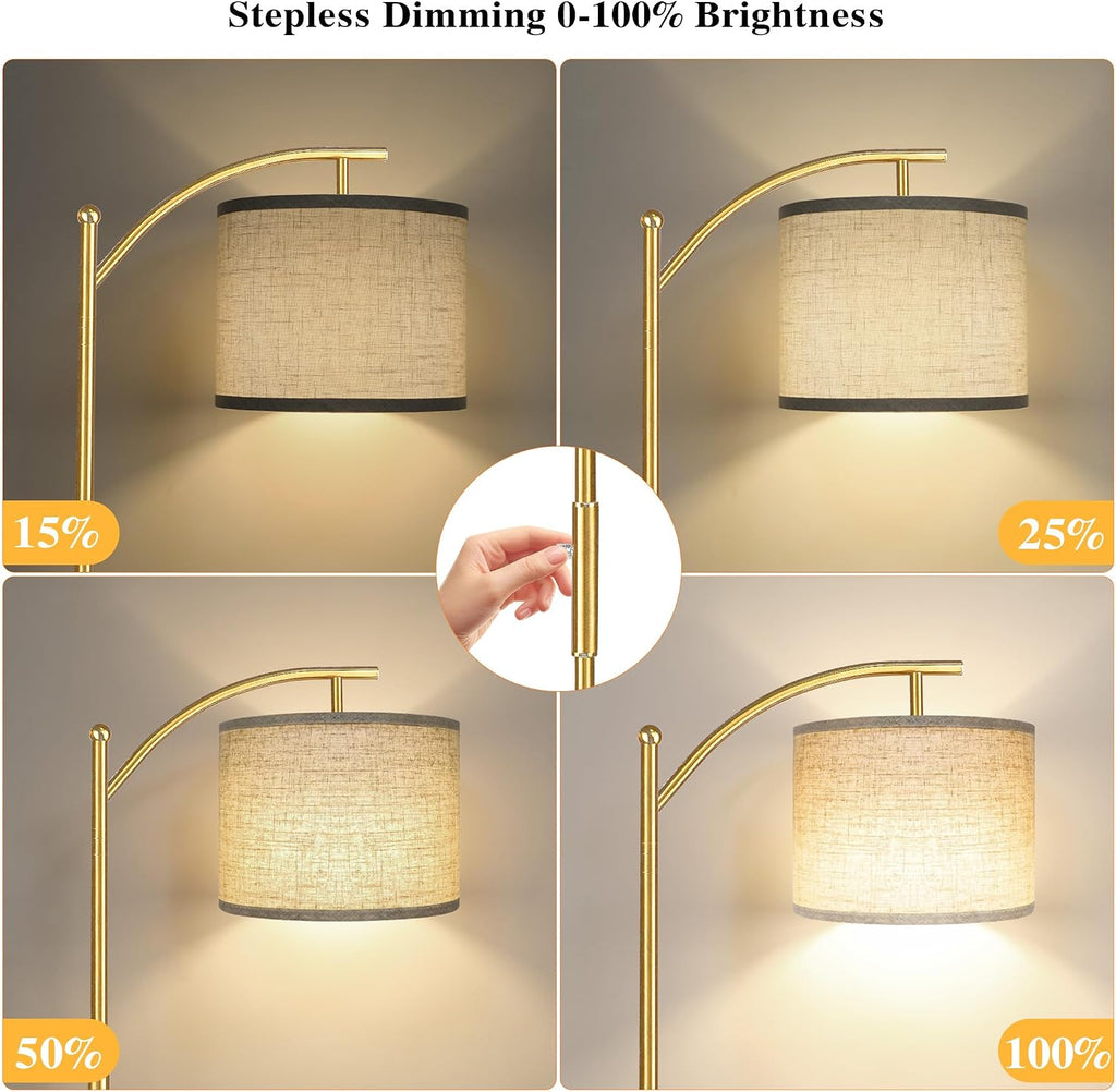 ROTTOGOON Dimmable Floor Lamp, Arc Floor Lamps for Living Room, Stepless Dimming Modern Standing Lamp with Linen Shade, Tall Lamp for…