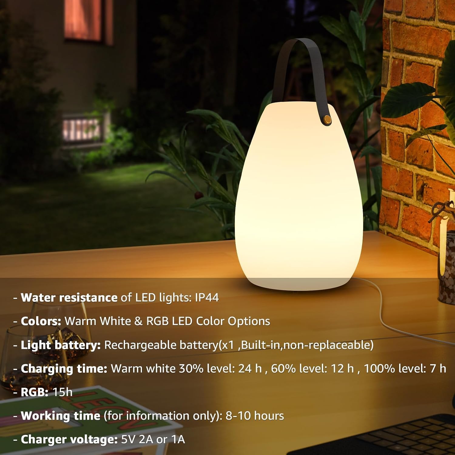 uuffoo Rechargeable Portable Table Lamp, Cordless RGB Lantern with Remote, Decorative LED Night Light, IP44 Waterproof Indoor Outdoor…