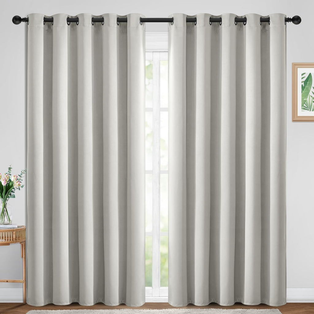 Yakamok Blackout Curtains Room Darkening Thermal Insulated Window Panels, Solid Grommet Top Drapes for Bedroom/Living Room(70Wx84L, Light…