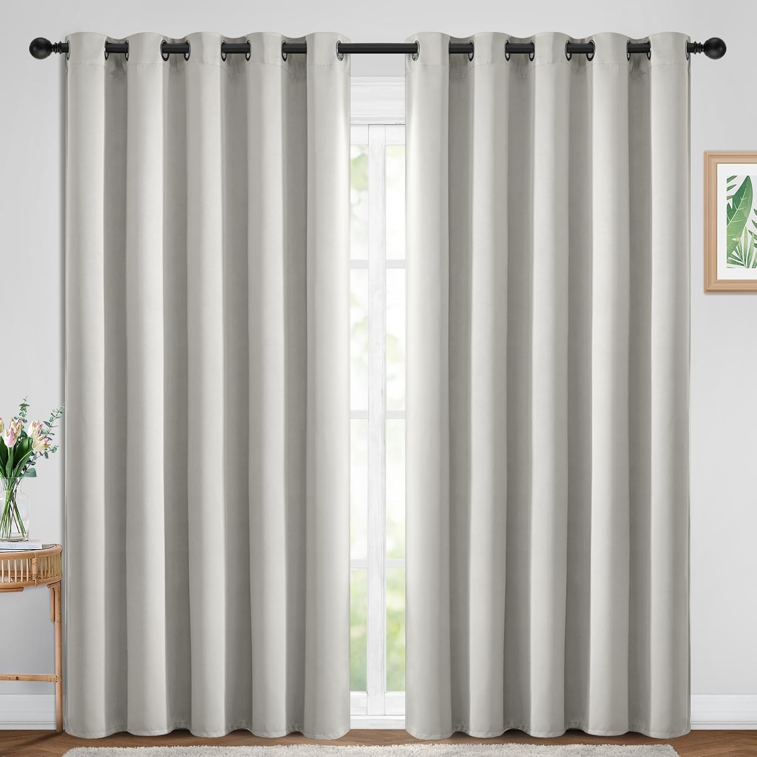 Yakamok Blackout Curtains Room Darkening Thermal Insulated Window Panels, Solid Grommet Top Drapes for Bedroom/Living Room(70Wx84L, Light…