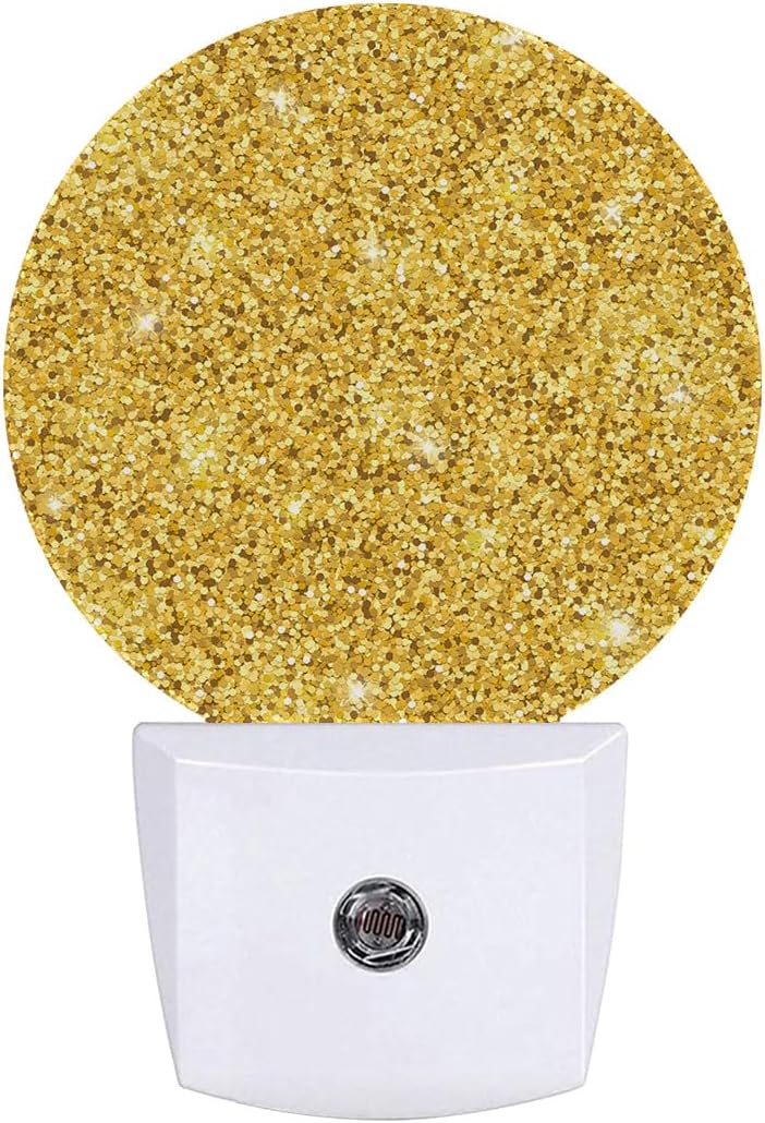 Gold Glitter Shine Night Light Plug-in Sleep Lamp Led Dusk to Dawn Night Light for Bedroom