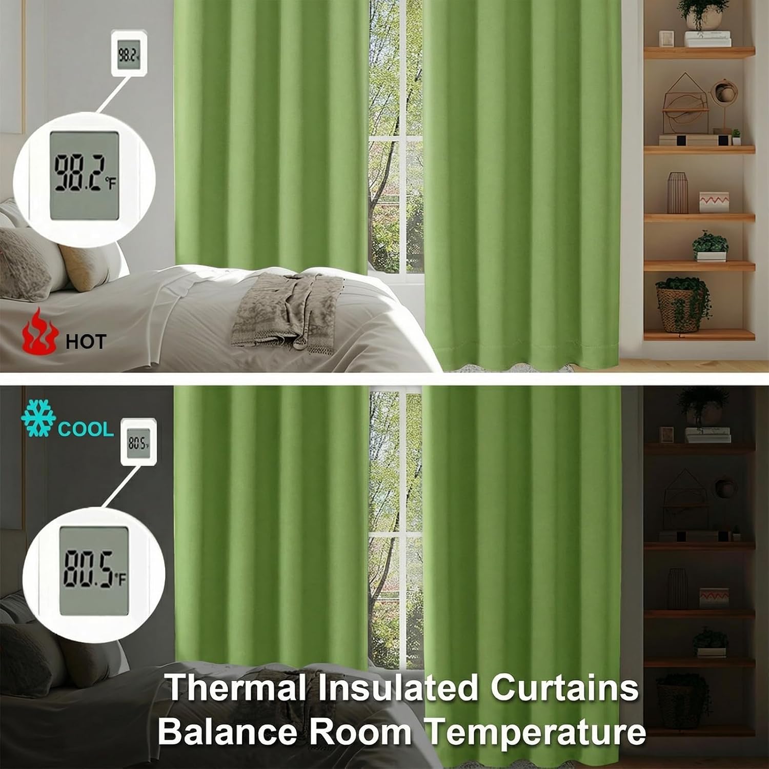Simplebrand Ava Lime Short 36 Inches Blackout Curtain 2 Panels Set, Half Window Rod Pocket Privacy Curtain Tiers for Kitchen, Curtains Blac…