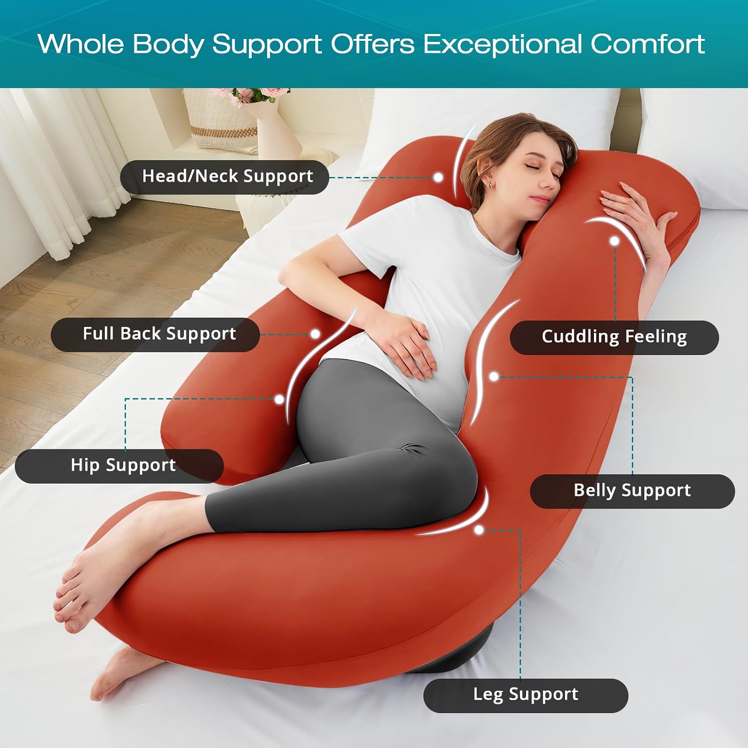 Sasttie Pregnancy Pillows for Sleeping, U Shaped Cooling Full Body Pillow with Removable Cover, Pregnant Women Must Haves, Maternity Essent…