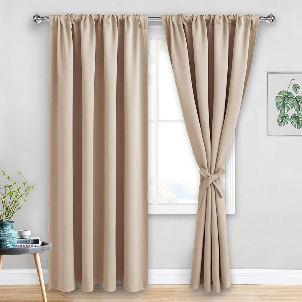 Jiuzhen Blackout Curtains for Bedroom - Thermal Insulated Room Darkening Noise Reducing, 52 x 84 Inch Length Curtains for Living Room, Set…