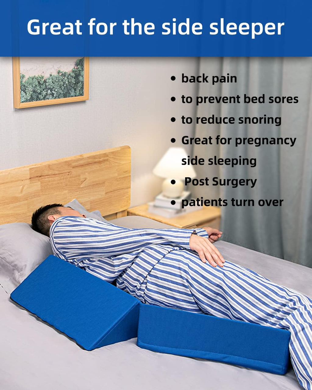 Fanwer Positioning Wedge Pillow for Side Sleeping (3 in 1), 40 Degree Triangle Bed Wedges & Body Positioners for Back Pain, Preventing Beds…