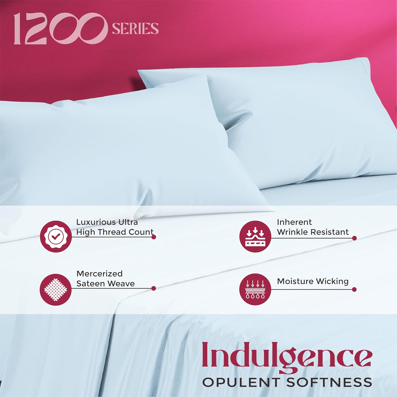 Mayfair Linen 100% Egyptian Cotton Pillow Cases Queen Size Set of 2 - Luxury 1200 Series Standard/Queen Pillow Cases (Light Blue), Silky…