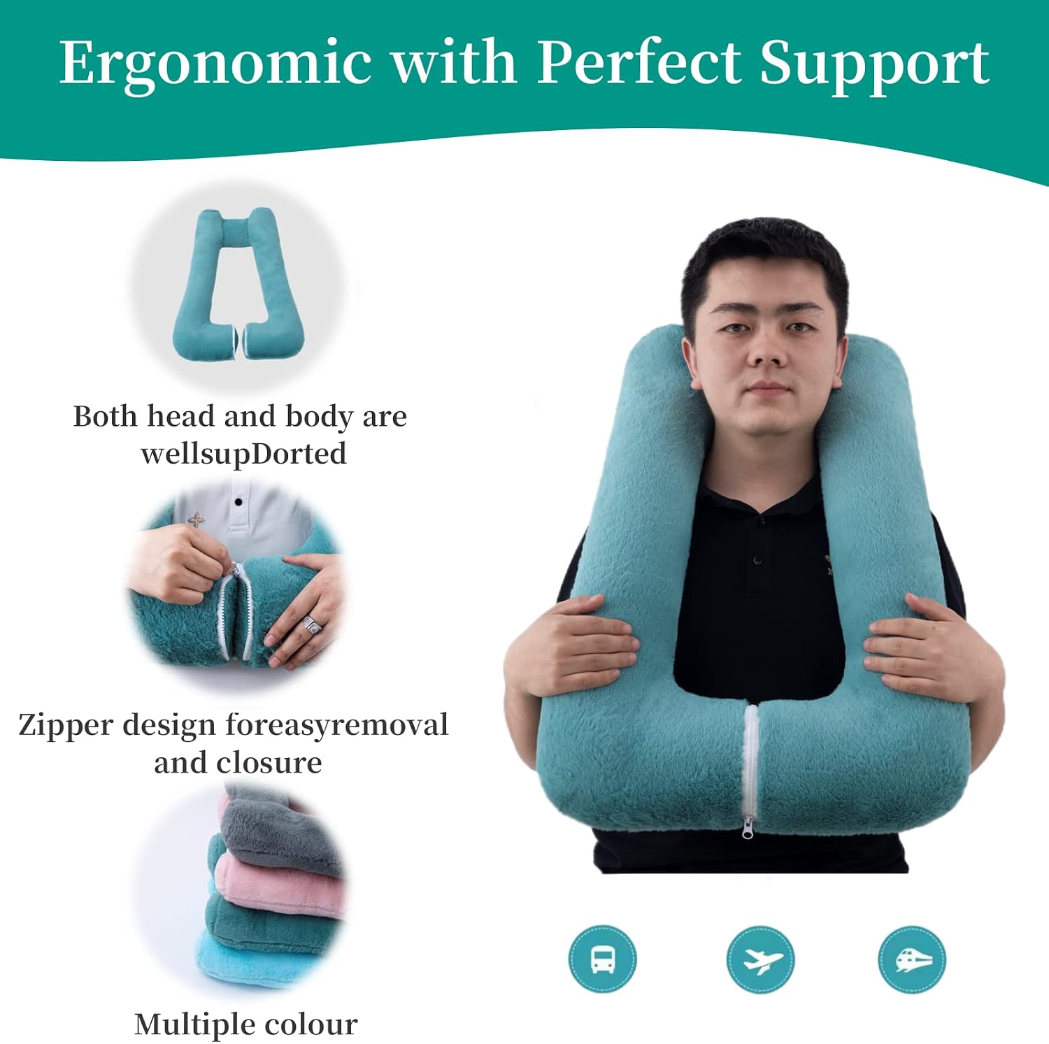 FHSGGP Travel Pillow Upgraded Version of Aircraft Travel Neck Pillow with Storage Bag, Sleep Pillows for Travel by Train, Car, or Plane…