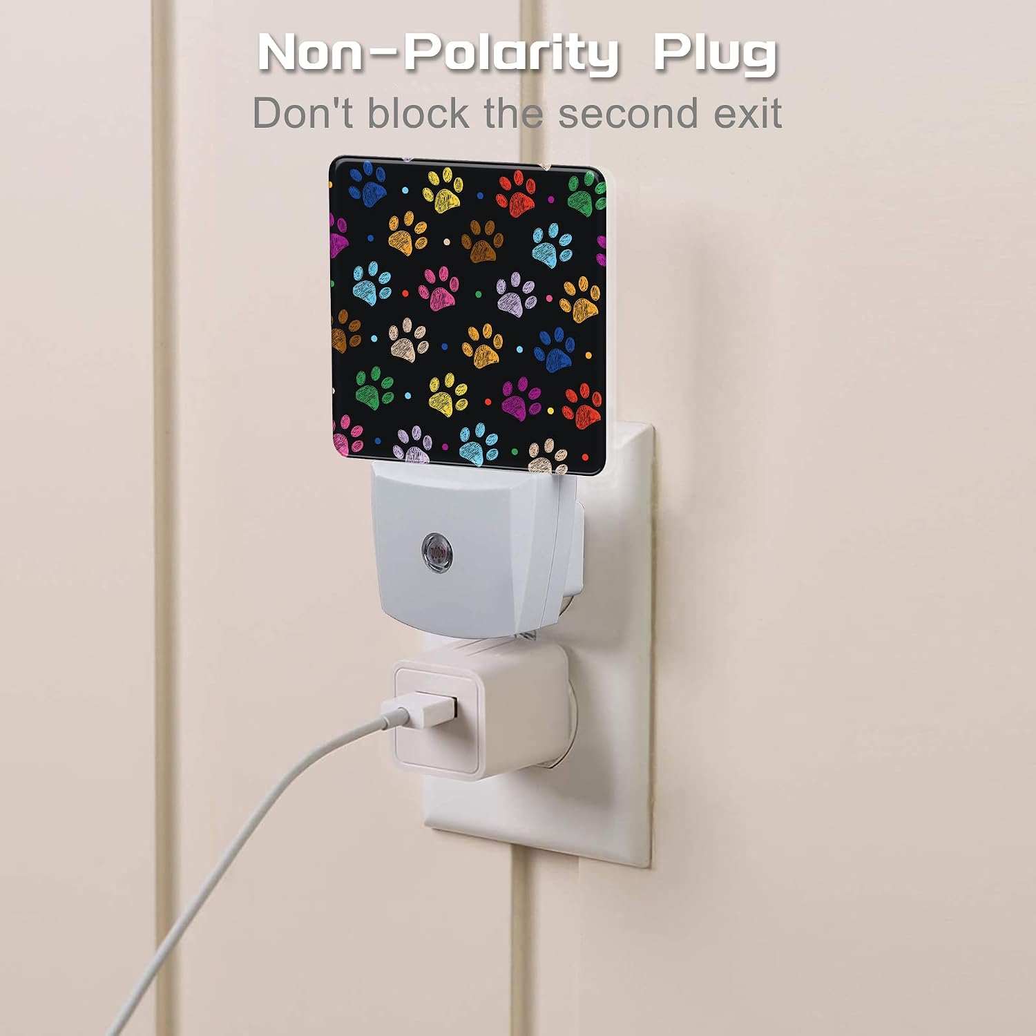 Colorful Paw Prints Night Light Plug into Wall, Animal Footprints Dusk to Dawn Night Light Plug in,0.5w Energy Saving Sleep Friendly…