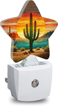 Tropical Cactus Star Night Light Plug in, Decorative Night Light for Kids Room Nursery Bedroom, Soft Glow Sensor Lamp for Hallway…
