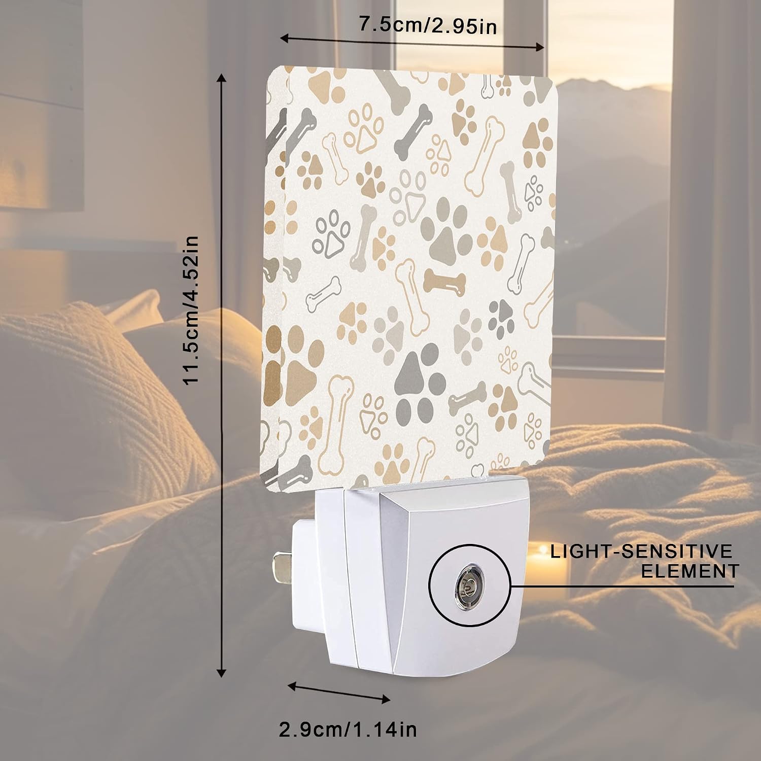 Dog Cat Paw Print Bones Night Light Plug-in LED Nightlights Auto Sensor Night Lamp Dusk-to-Dawn Lamp Home Decor for Nursery Children…
