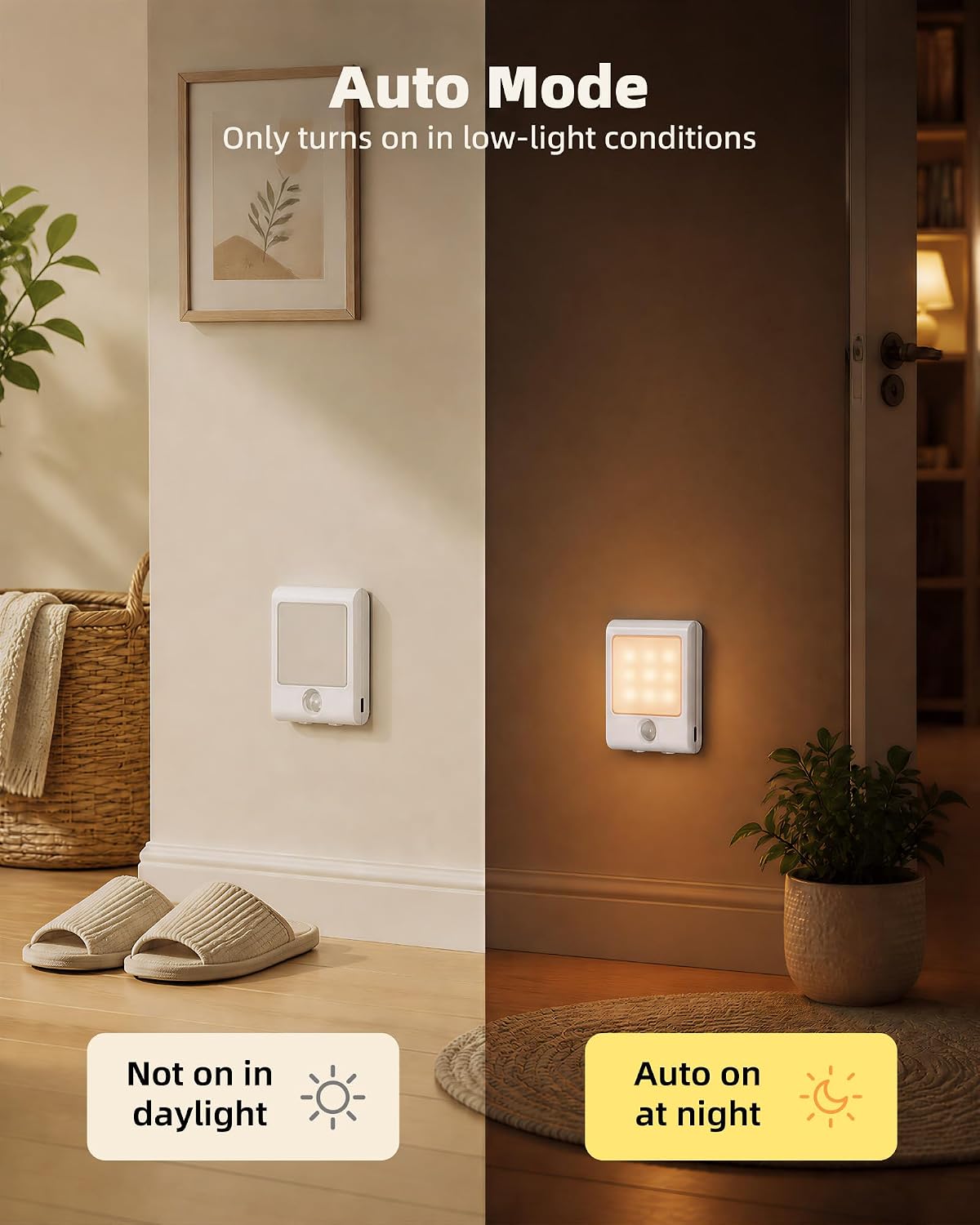 EZVALO 4-Pack Rechargeable Battery Night Light with Motion Sensor, Stick-On LED Stair Light with 3 Color Temps, Magnetic, Dimmable…