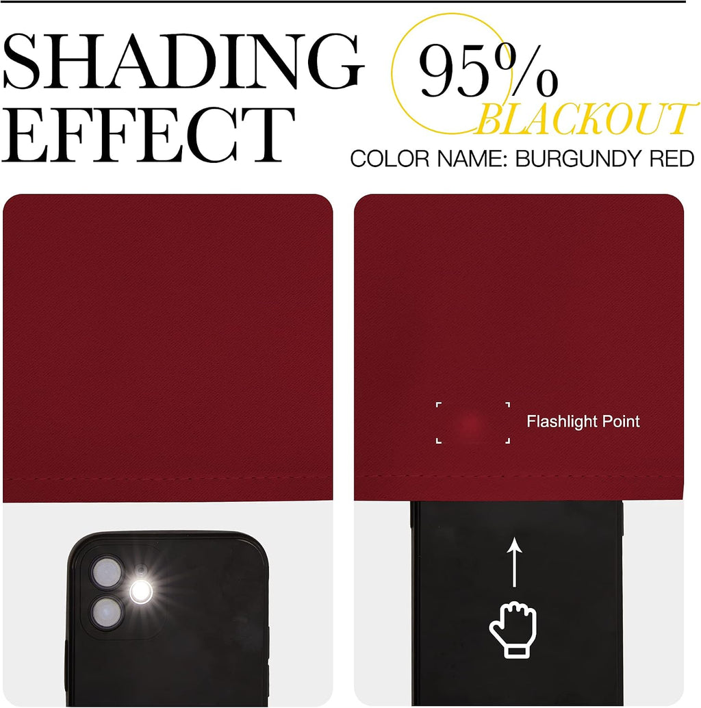 NICETOWN Christmas Burgundy Curtains Blackout Drape Panels - Lights Block Out Window Treatment Short Curtain Sets for Loft and Basement…