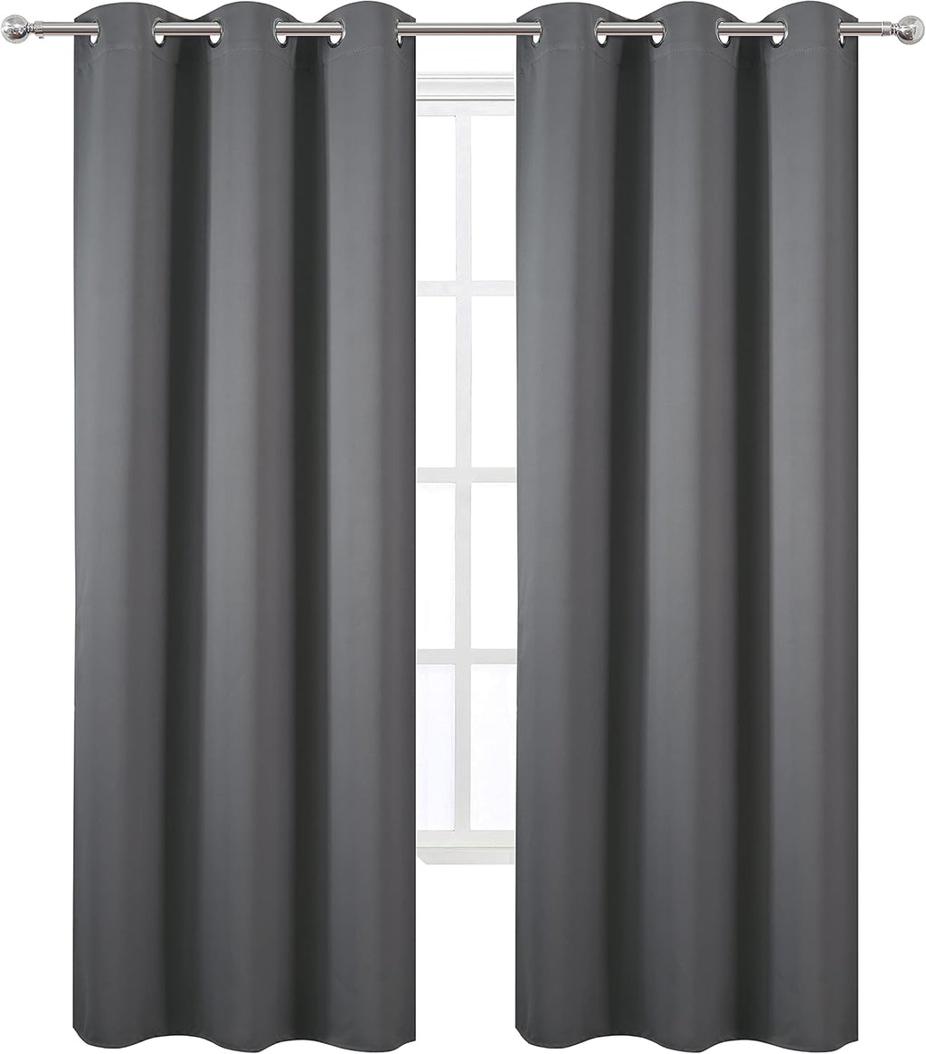 Lemomo Grey Thermal Blackout Curtains/38 x 84 Inch/Set of 2 Panels Room Darkening Curtains for Bedroom 84 Inch Grey