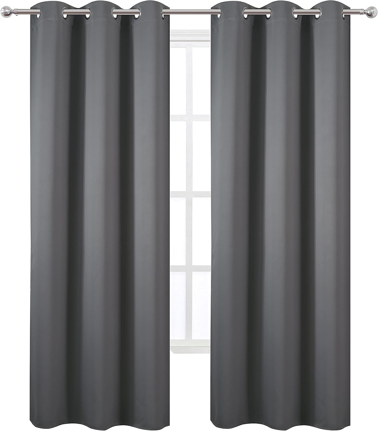 Lemomo Grey Thermal Blackout Curtains/38 x 84 Inch/Set of 2 Panels Room Darkening Curtains for Bedroom 84 Inch Grey
