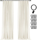 INOVADAY 100% Blackout Curtains for Bedroom, Black Out Curtains 63 Inch Long, Clip Rings Linen Blackout Drapes, Thermal Insulated Room…