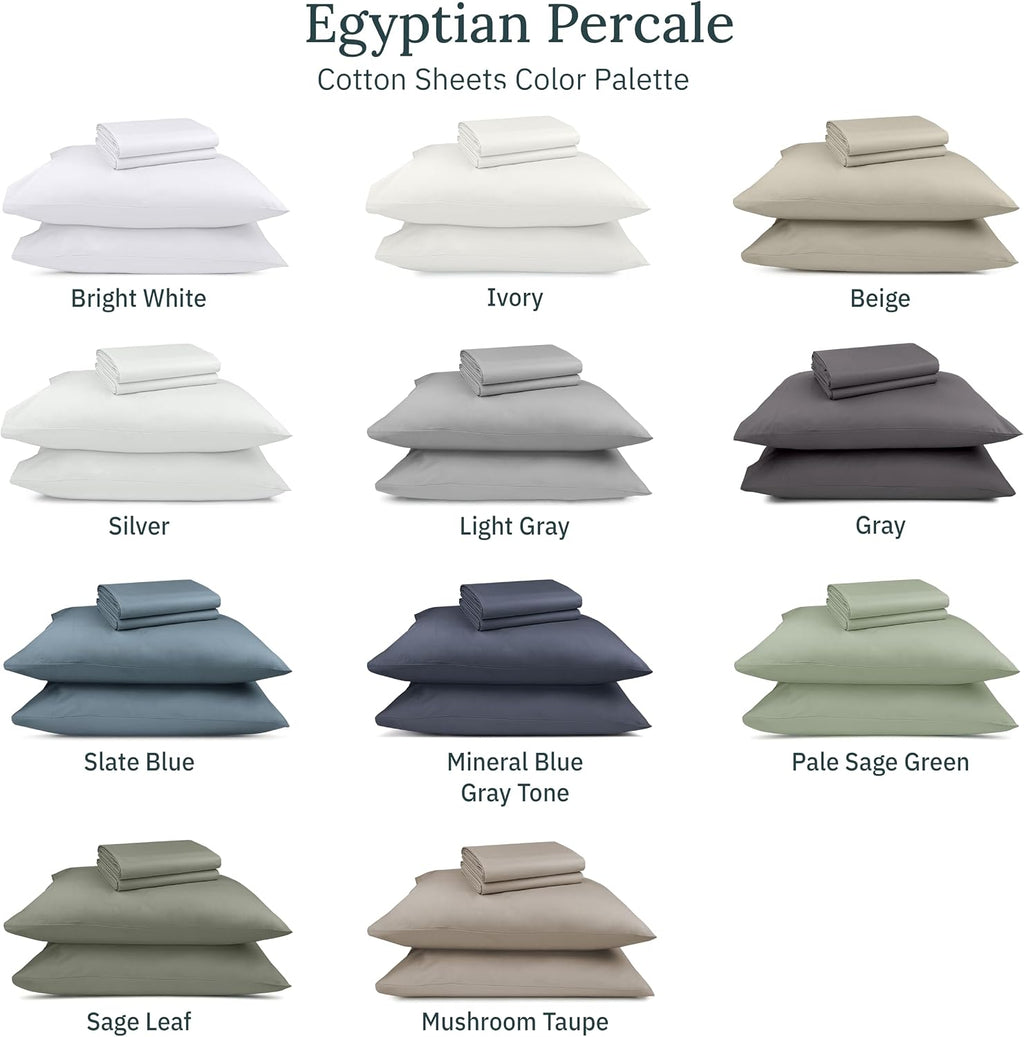 CaliforniaDesignDen California Design Den Certified 100% Egyptian Cotton Sheets Full Size Bed - Lightweight Cotton Percale Sheets Full Size…