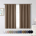 WelvetBLK Brown Room Darkening Curtains for Bedroom Living Room 45 Inch Length 2 Panels Set, Soft Solid Thermal Insulated Rod Pocket Short…
