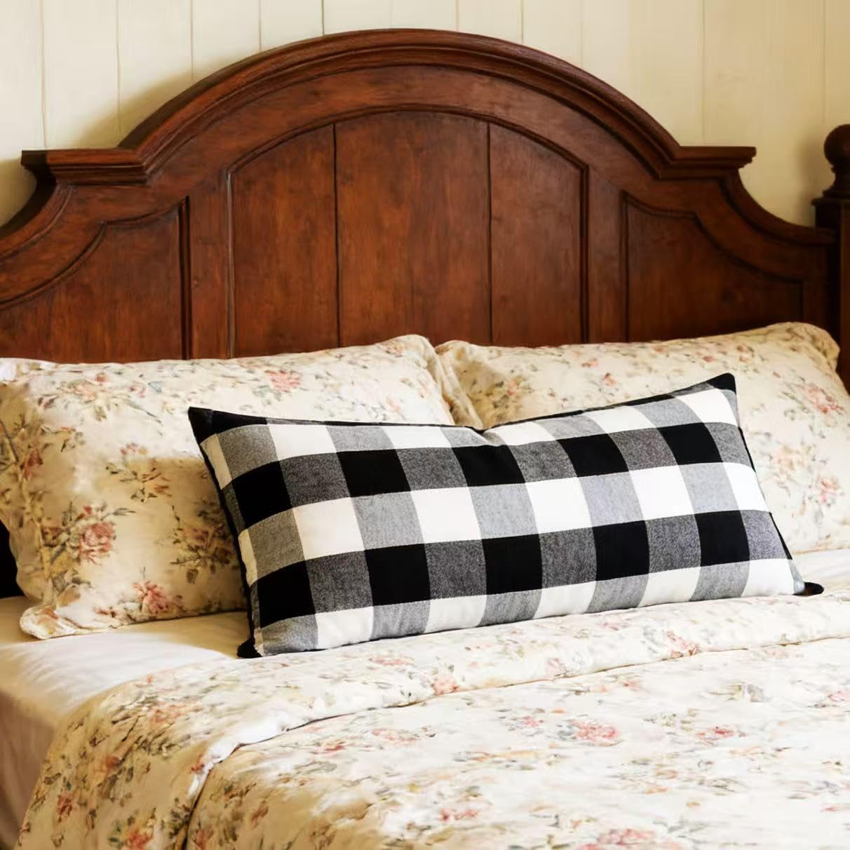Slow Cow Black Checker Plaid Rectangular Pillow Cover Pillowcase Decorative Lumbar Throw Pillow Cover for Couch Sofa 12 x 24 Inches