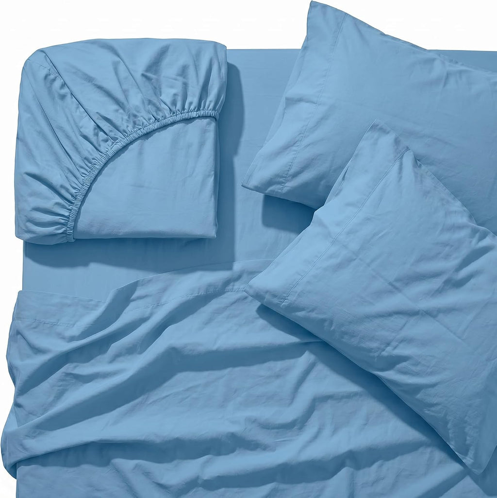 Perupima Peru Pima 285 Thread Count Percal King Sheet Set - 100% Peruvian Pima Cotton, 4 Piece (Flat, Fitted, 2 Pillowcases) - Cooling, Cri…