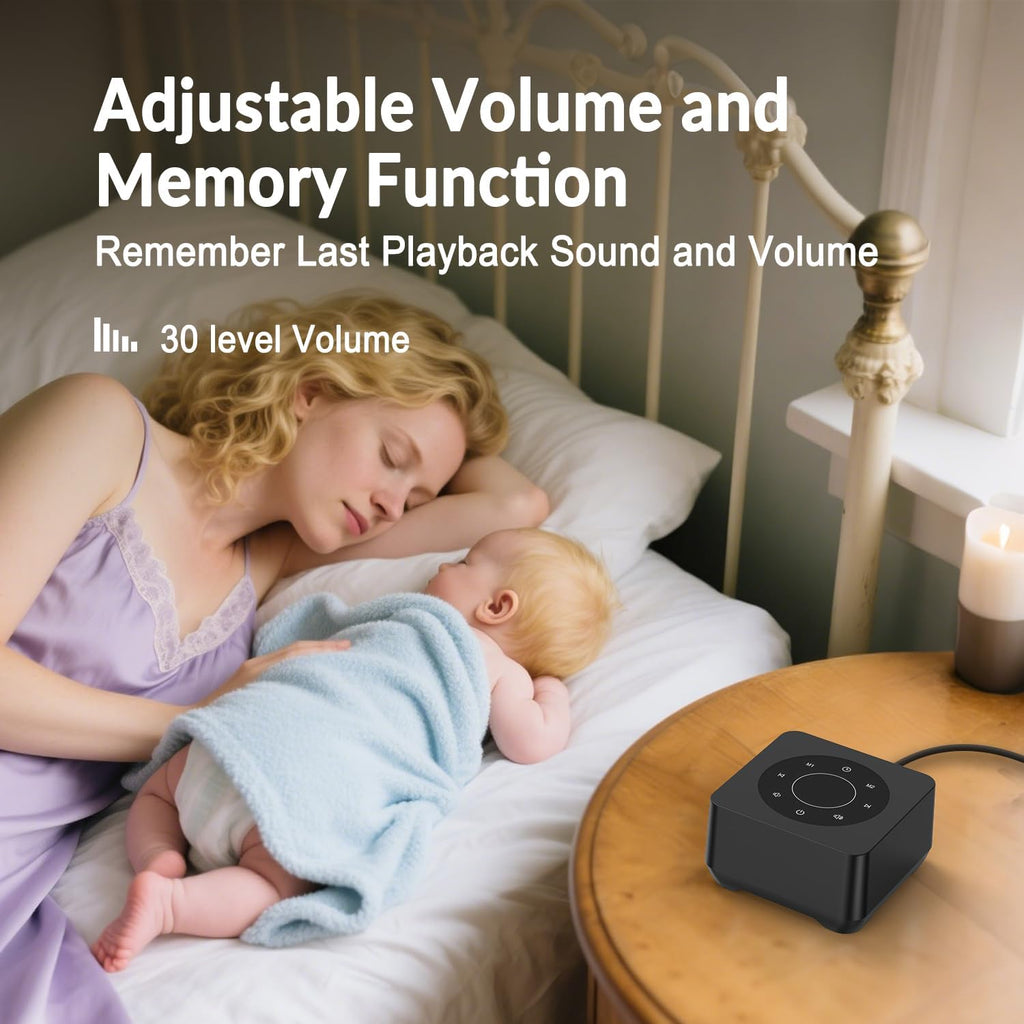 White Noise Sound Machine, Noise Machine for 20 Soothing Sounds, 2 Customizable Shortcut Buttons, Timer, Memory Function, USB-A Cable…