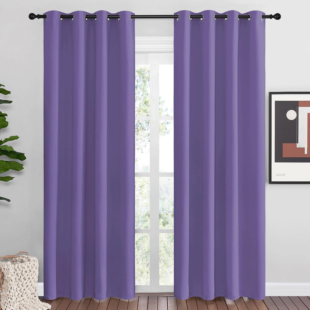 Nicetown Lilac Purple Blackout Curtains 86" Long, 55" Wide, 2 Pieces for Office, Dining, Guest Room - Sound Reducing, Heat and Cold Block P…