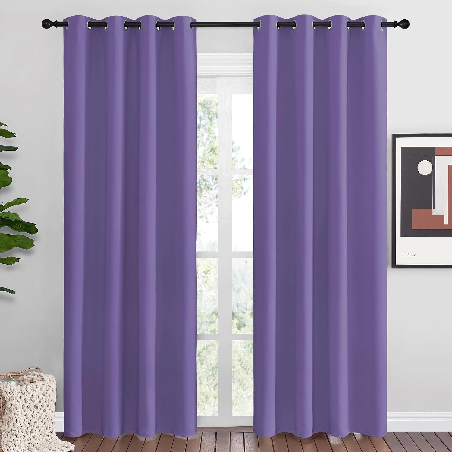 Nicetown Lilac Purple Blackout Curtains 86" Long, 55" Wide, 2 Pieces for Office, Dining, Guest Room - Sound Reducing, Heat and Cold Block P…