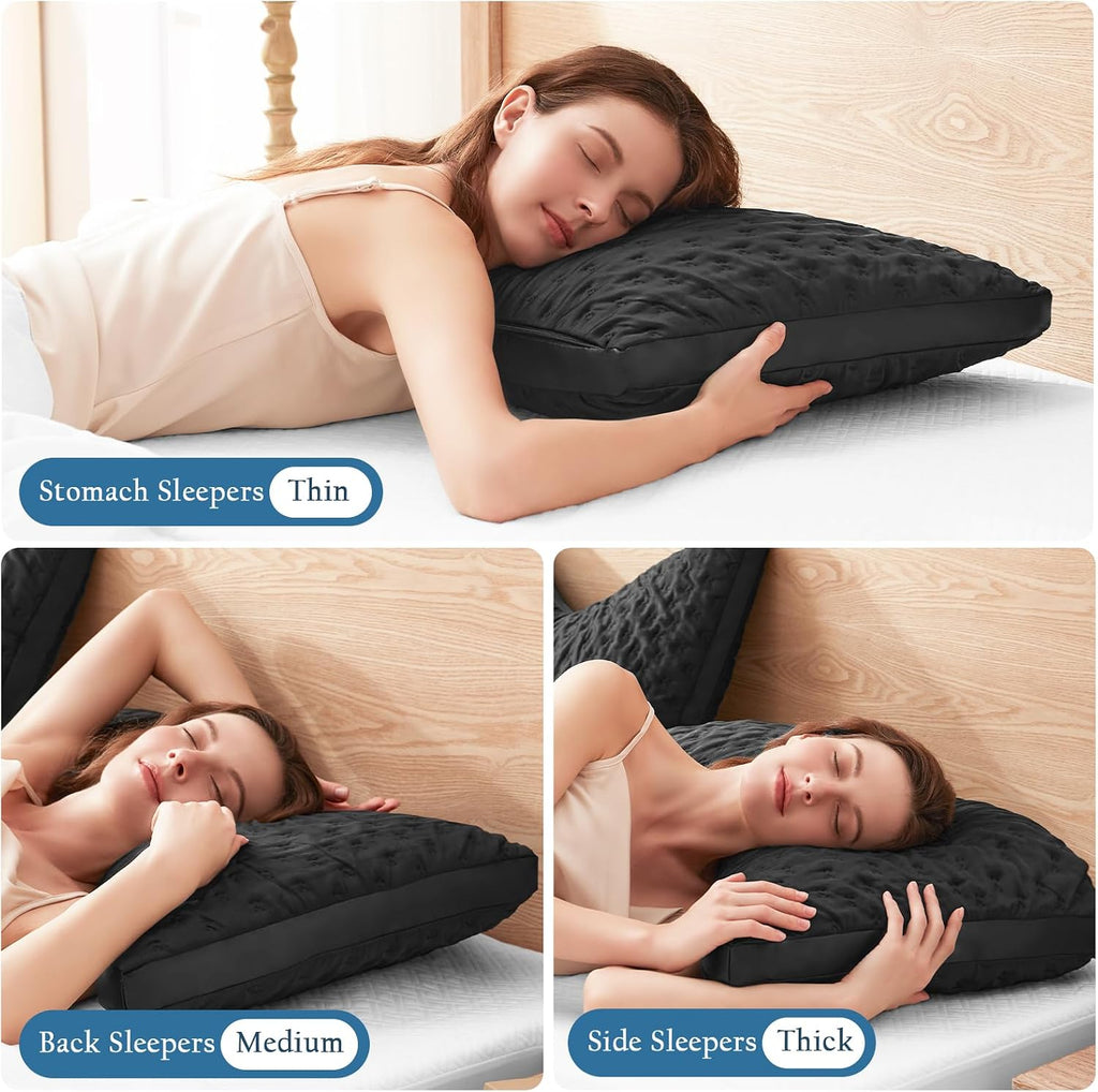 Cooling Sleeper Pillow for Neck and Shoulder Pain, Luxury Adjustable Shredded Memory Foam Curved Gusseted Crescent Pillow for Side and…