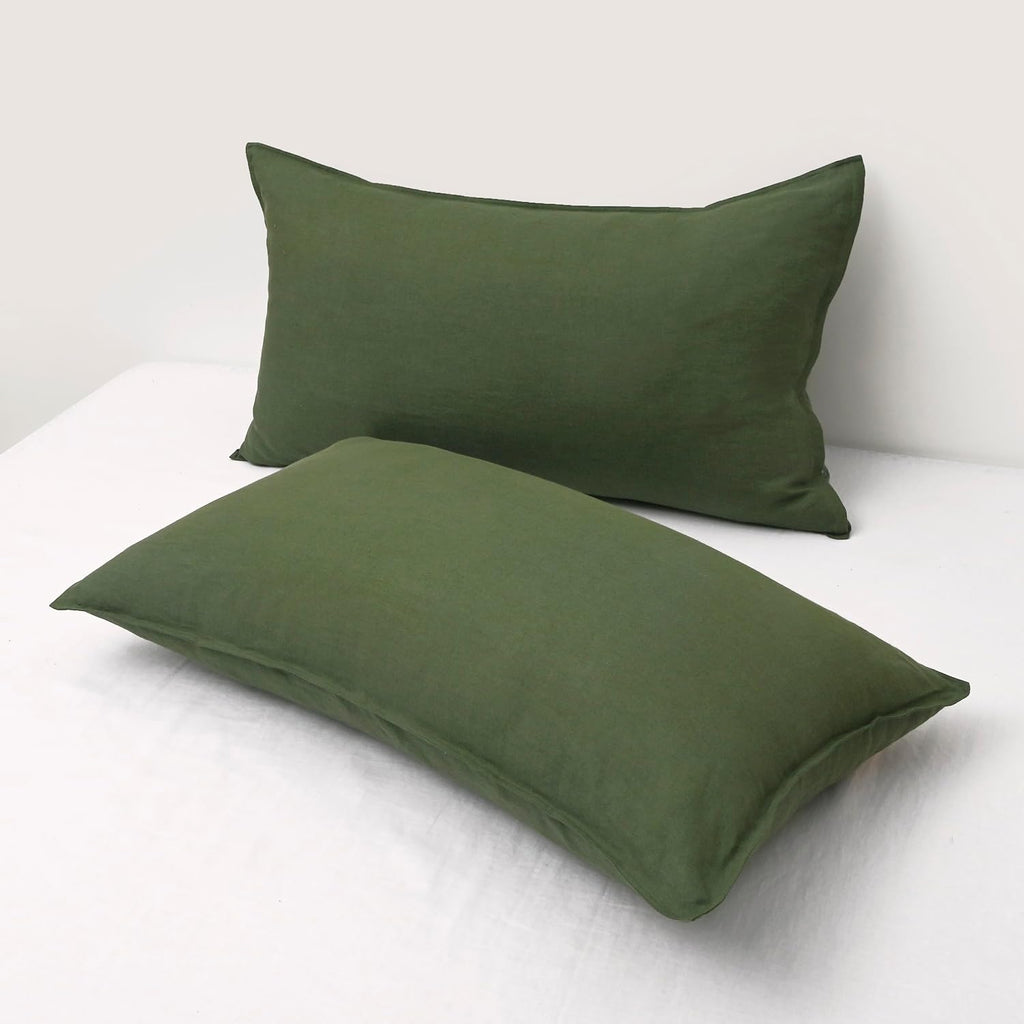 Chuffed Linen Pillowcases 2 Pack 100% Linen Standard Pillow Cases, Breathable and Cooling Washed Pillowshams with Zipper Closure, 20x36 Inc…