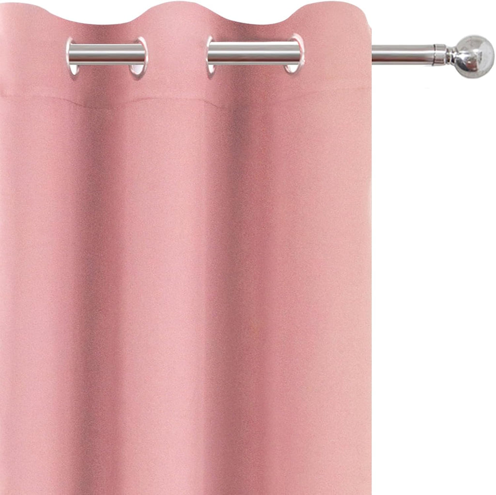 Lemomo Blackout Curtains 66 x 54 Inch Long Pink Curtains Set of 2 Panels Room Darkening Curtains for Bedroom and Living Room 54 Inch Pink