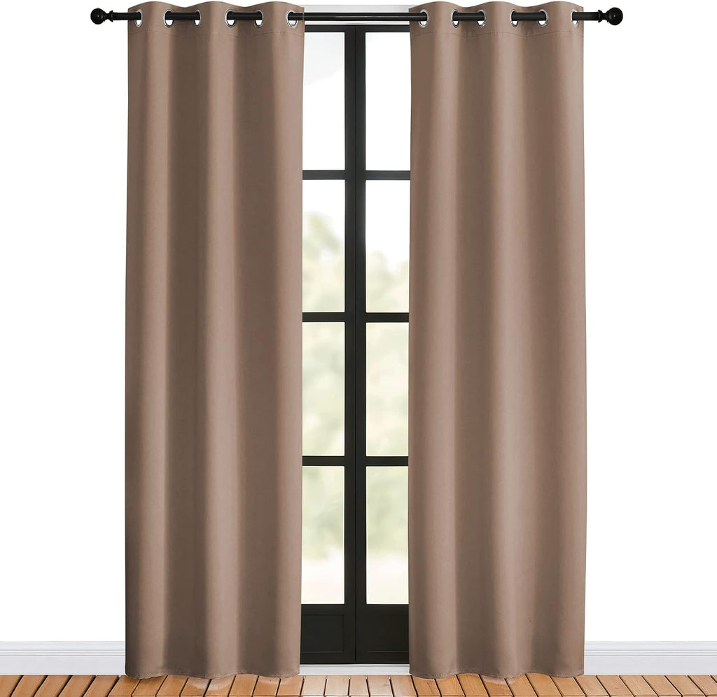 NICETOWN Blackout Window Curtains 80 inch Long, 2 Panels, 34 inch, Cappuccino, Grommet Top Room Darkening Thermal Insulated Solid…