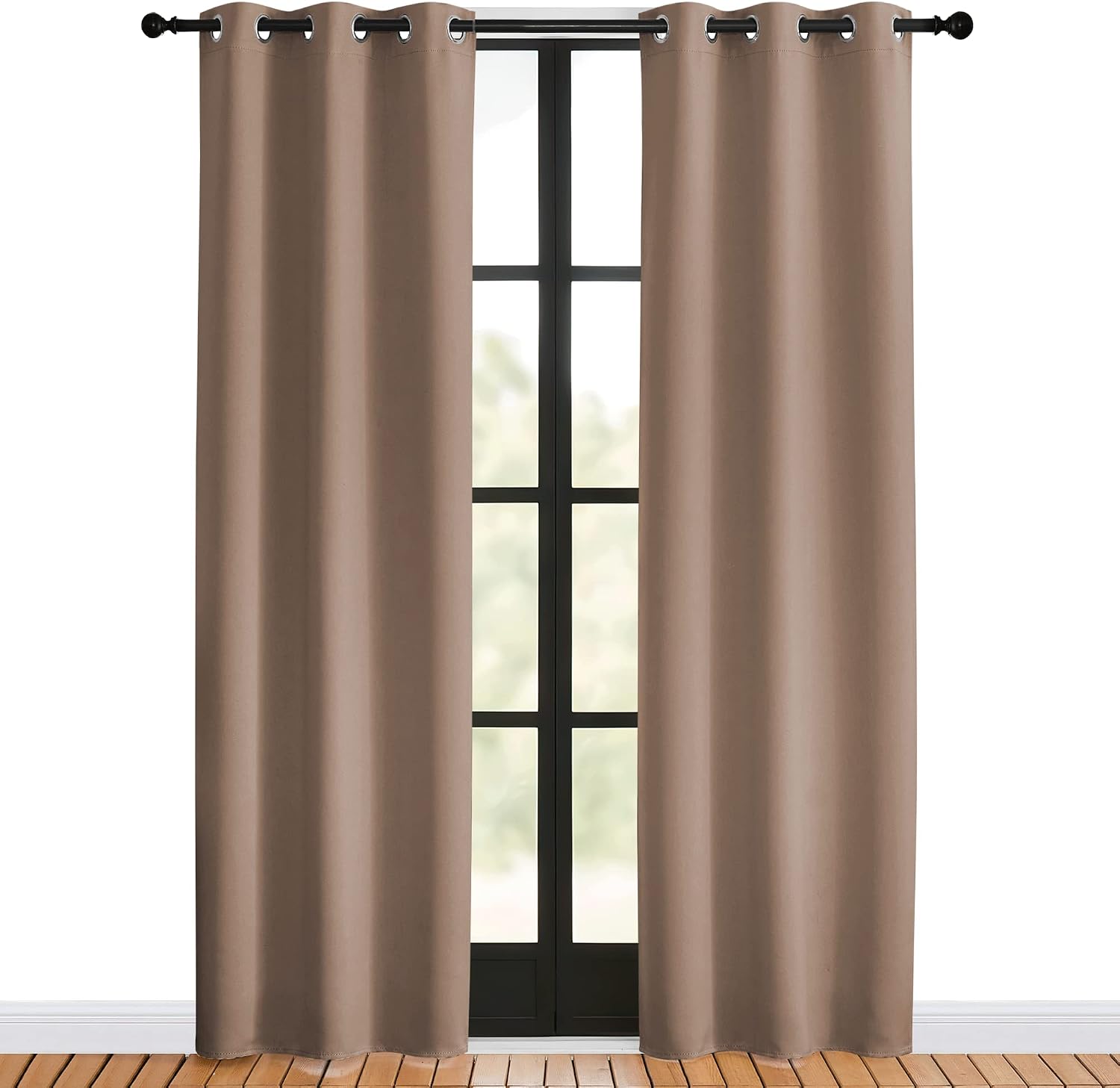 NICETOWN Blackout Window Curtains 80 inch Long, 2 Panels, 34 inch, Cappuccino, Grommet Top Room Darkening Thermal Insulated Solid…