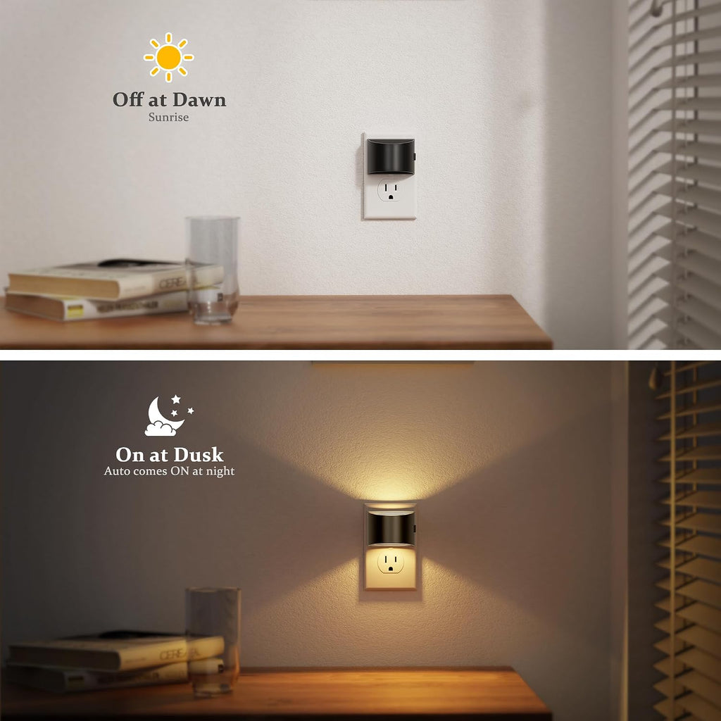 JandCase LED Night Lights Plug into Wall 2 Pack, Automatic Night Light with Dusk to Dawn Sensor, 0-100LM, 3000K/4000k/5000K Adjustable Nigh…