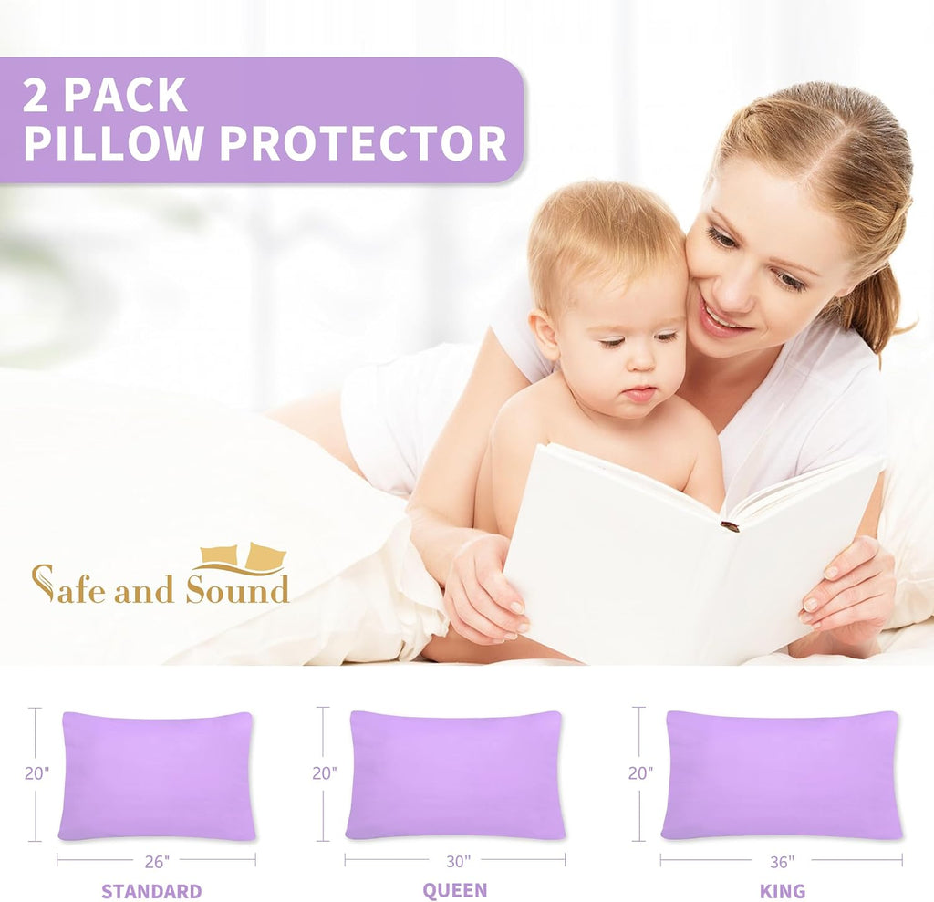 SafeandSound Safe and Sound Zipper Waterproof Pillow Protector, Standard Size Breathable Soft Pillow Cover Case, Zippered Hotel Quality Pil…