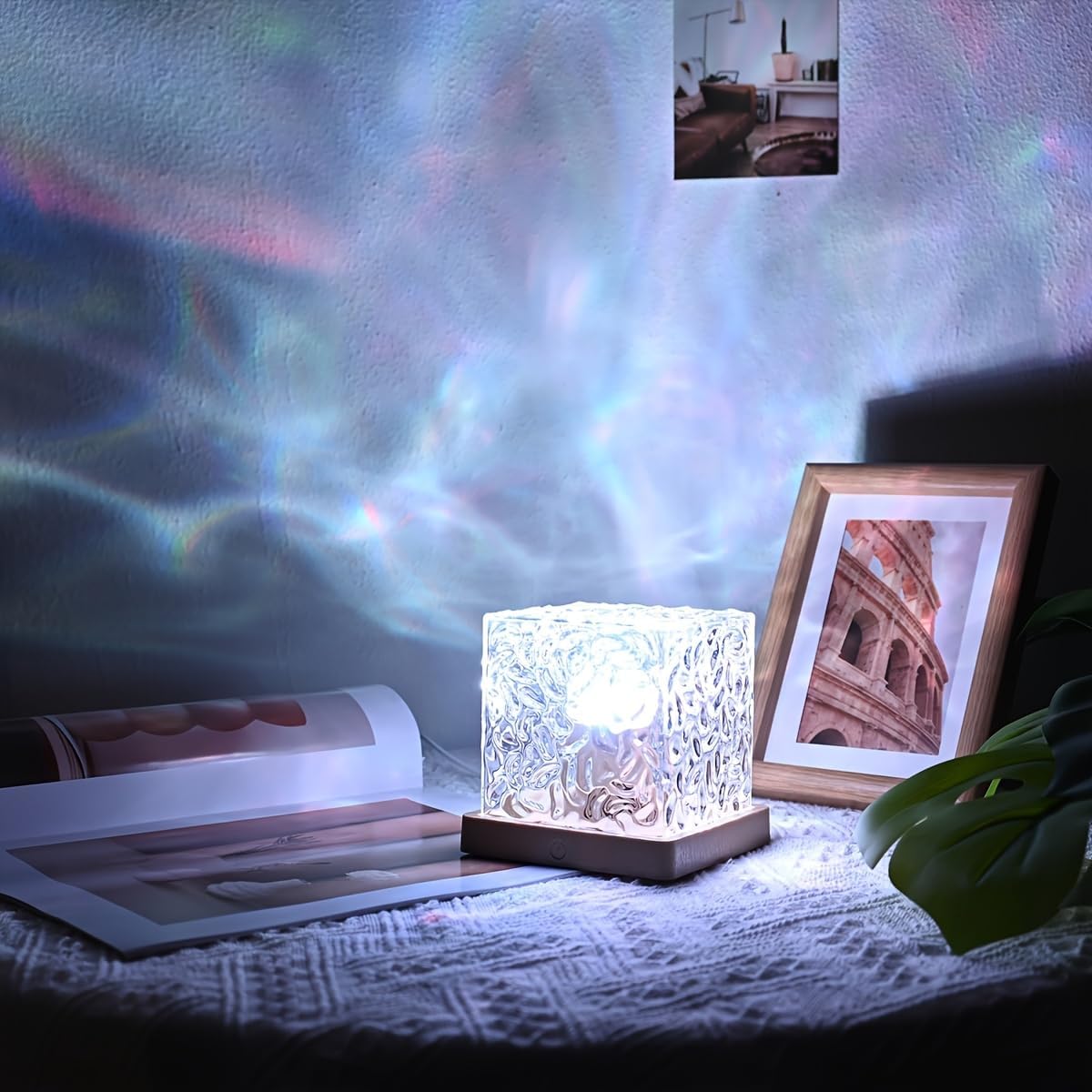 YXQUA Northern Lights Ocean Wave Projector Light, Galaxy Light Projector, 16 Colors Gradual Rotating Flame Water Ripple Ambient Night…