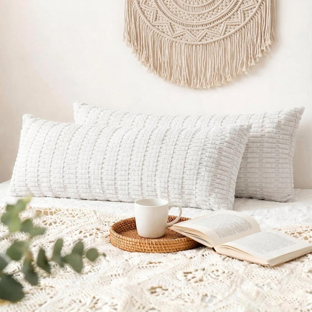 Fancy Homi Decorative Throw Pillow Covers for Bed Couch Bedroom Bench, Soft Corduroy Solid Pillow Case, Rustic Farmhouse Boho Room…