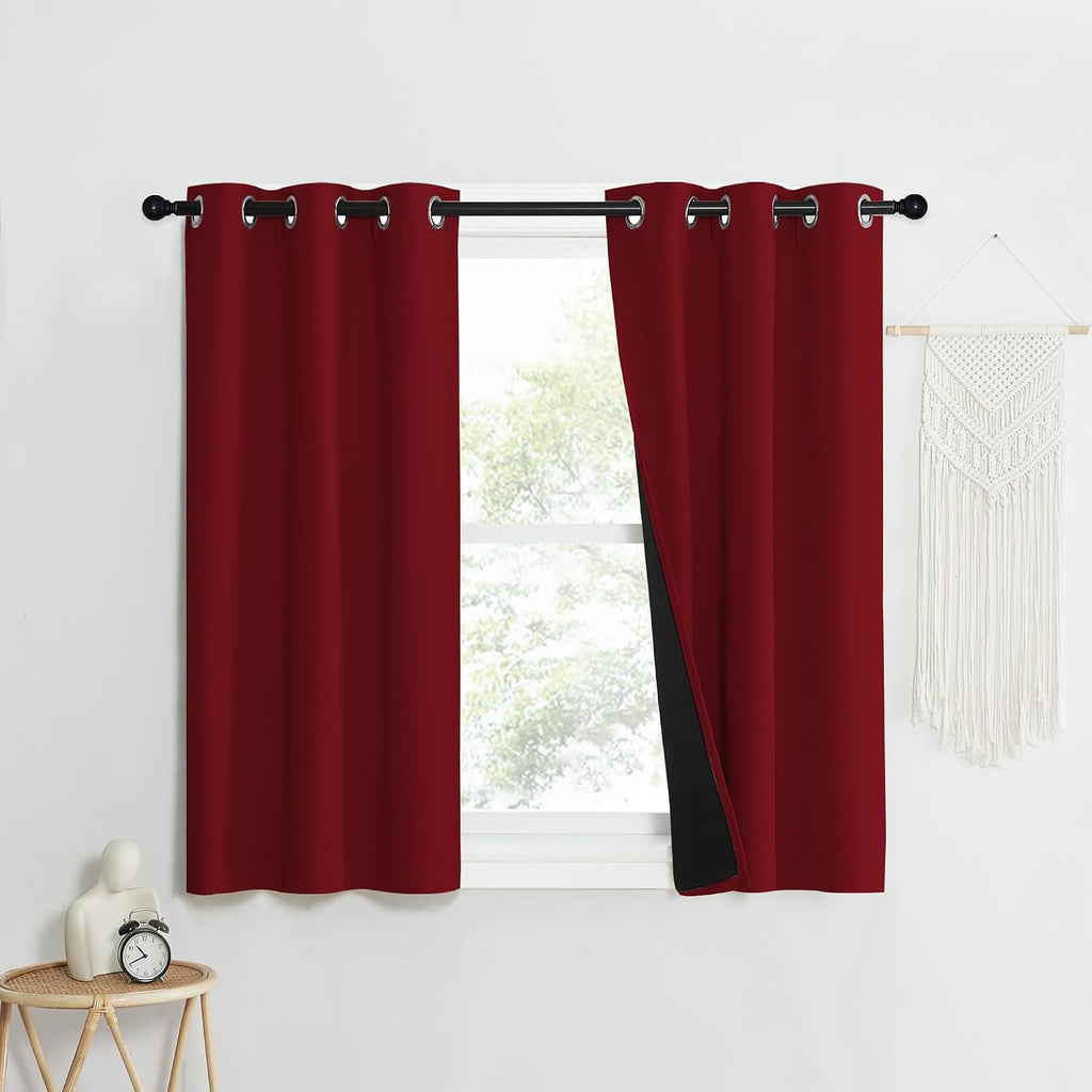 Nicetown 100% Blackout Curtains with Black Liner Backing, Thermal Insulated Curtains for Living Room, Noise Reducing Drapes for Christmas,…
