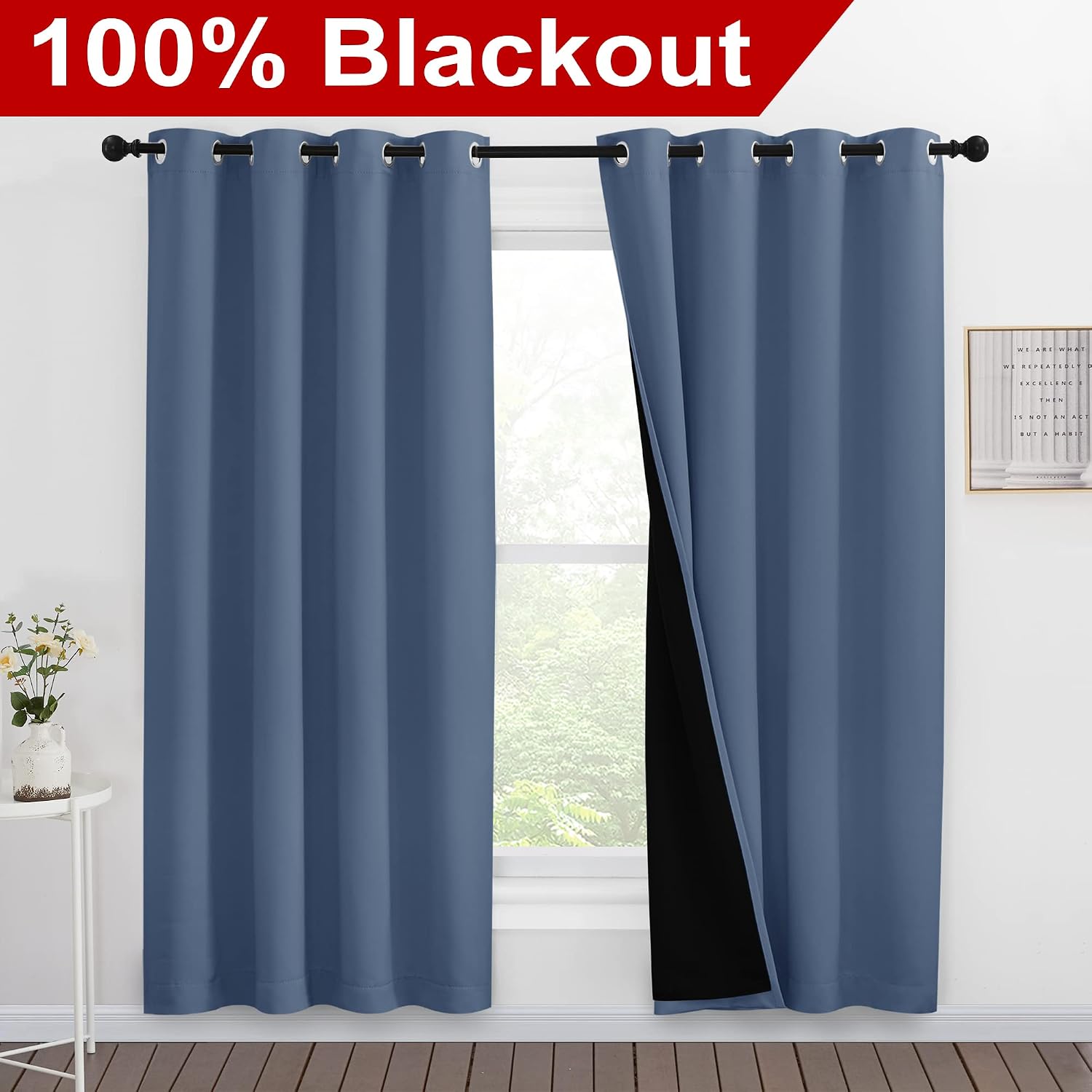 Nicetown Full Shade Curtain Panels 78 inches Long, Pair of Energy Smart & Noise Blocking Out Blackout Drapes for Guest Room Window, Thermal…