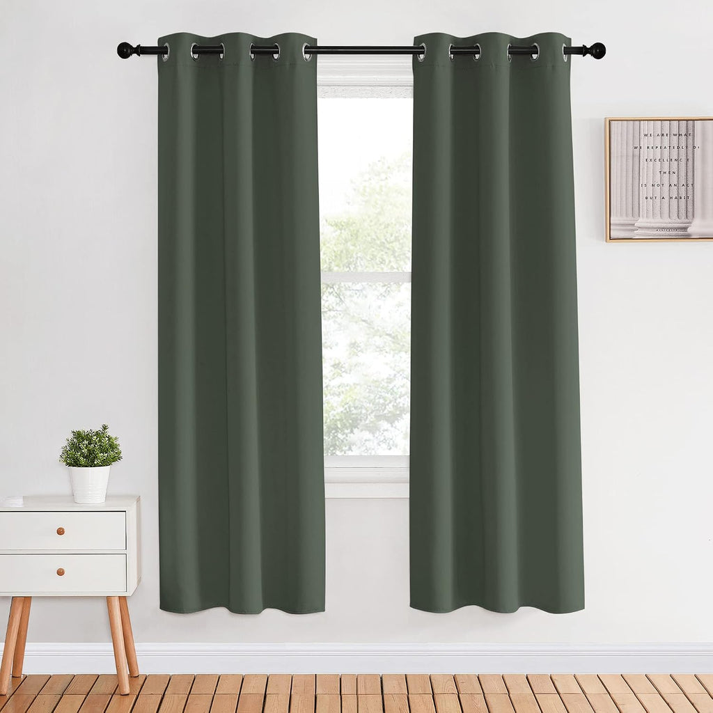 NICETOWN Thermal Insulated Curtains Blackout Draperies, Dark Mallard, Set of 2, 34 by 70 inches Long, Window Treatment Solid Grommet Room…