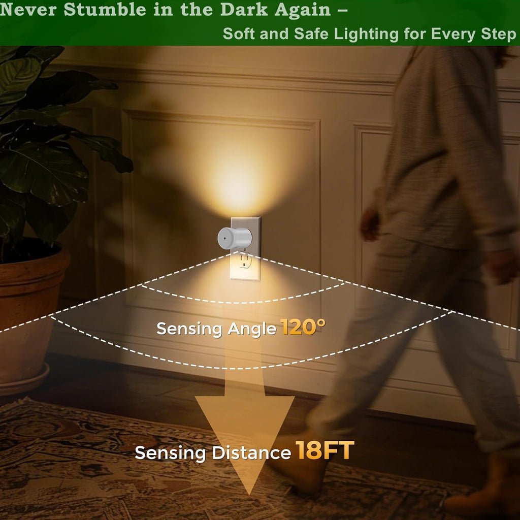 GEPLAD 4-Pack Motion Sensor Night Light, Plug into Wall Dusk to Dawn LED Nightlight, Auto On/Off, 5000K Daylight 100 Lumens, Rotatable…
