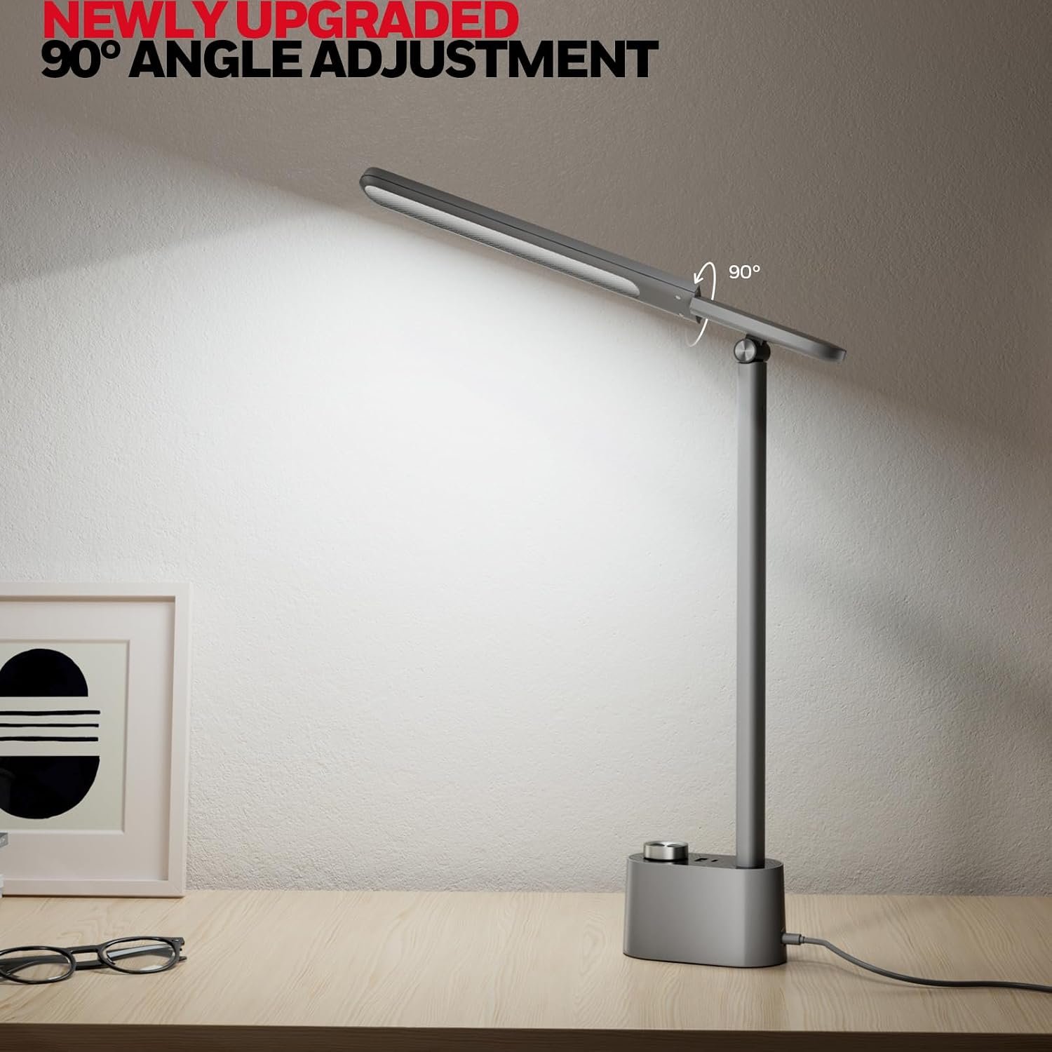 Honeywell Upgraded LED Desk Lamp - H01 Pro SunturaluxTM Foldable Desk Light with USB A+C Charging Port, 3 Color Modes Dimmable Table Lamp…