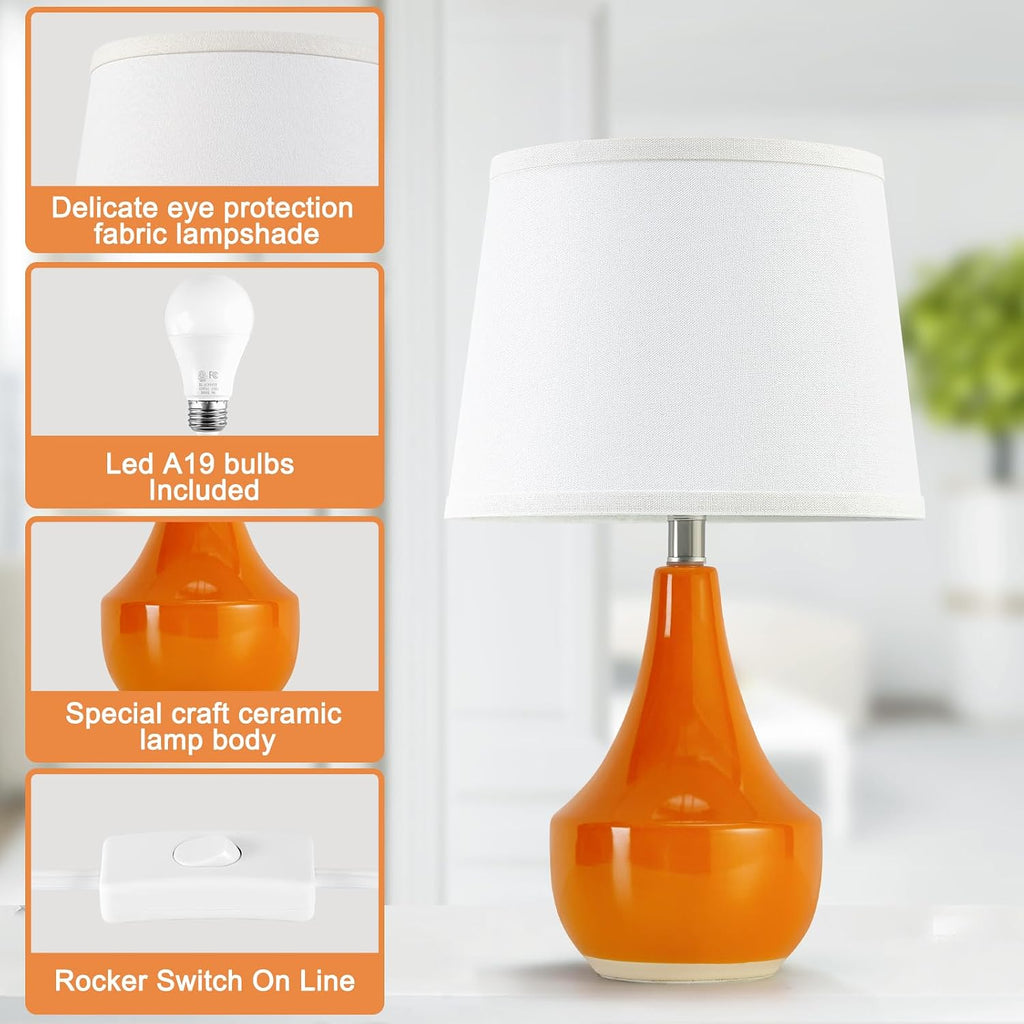 GyroVu 18" Table Lamp Set of 2, Ceramic Lamp Classic Beside Lamps Nightstand Lamp Modern Table Lamp for Living Room, Bedroom & Office…