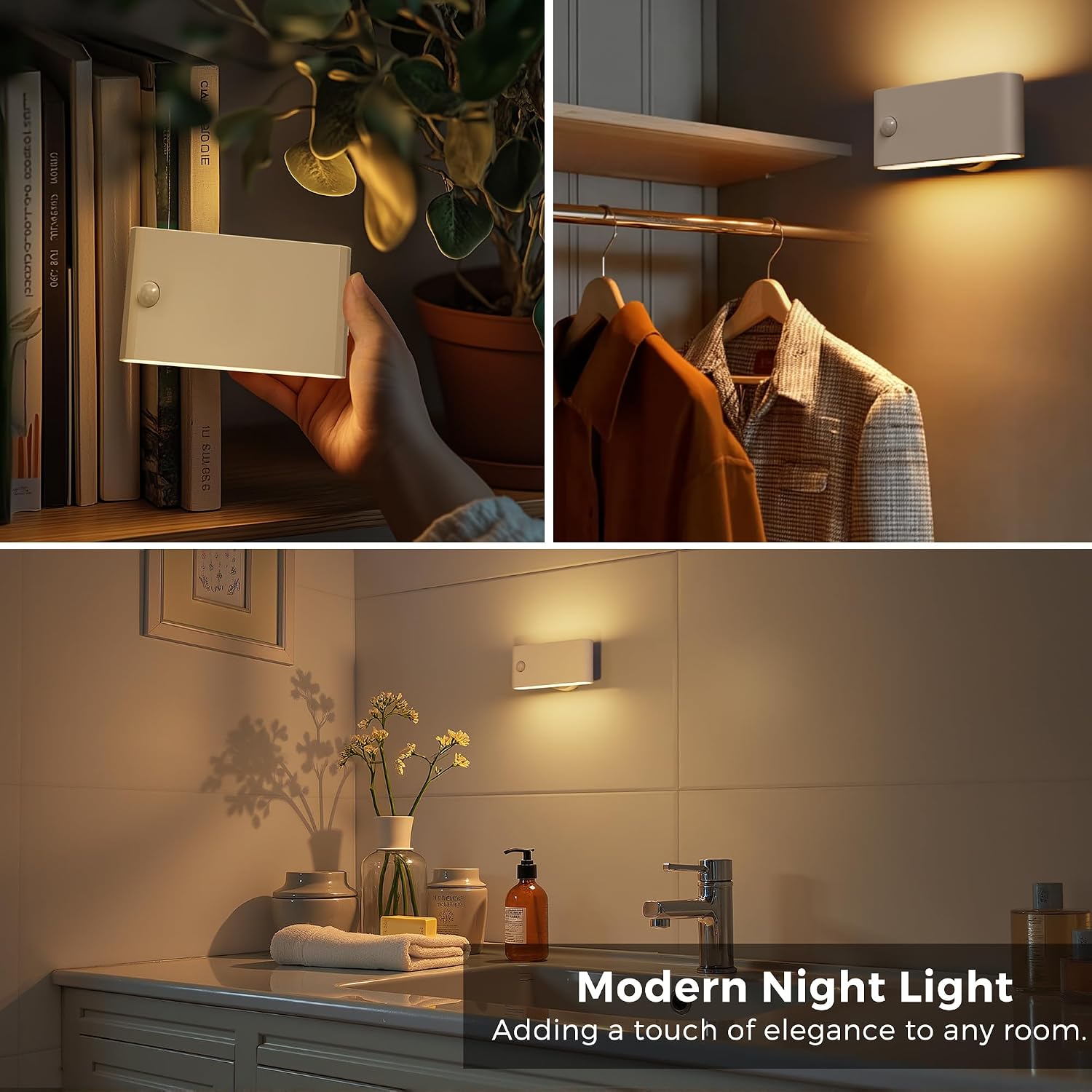 L LOHAS LED Motion Sensor Night Light, Rechargeable Stair Lights Indoor, Portable Warm White Motion Sensor Light Indoor, Battery Operated…