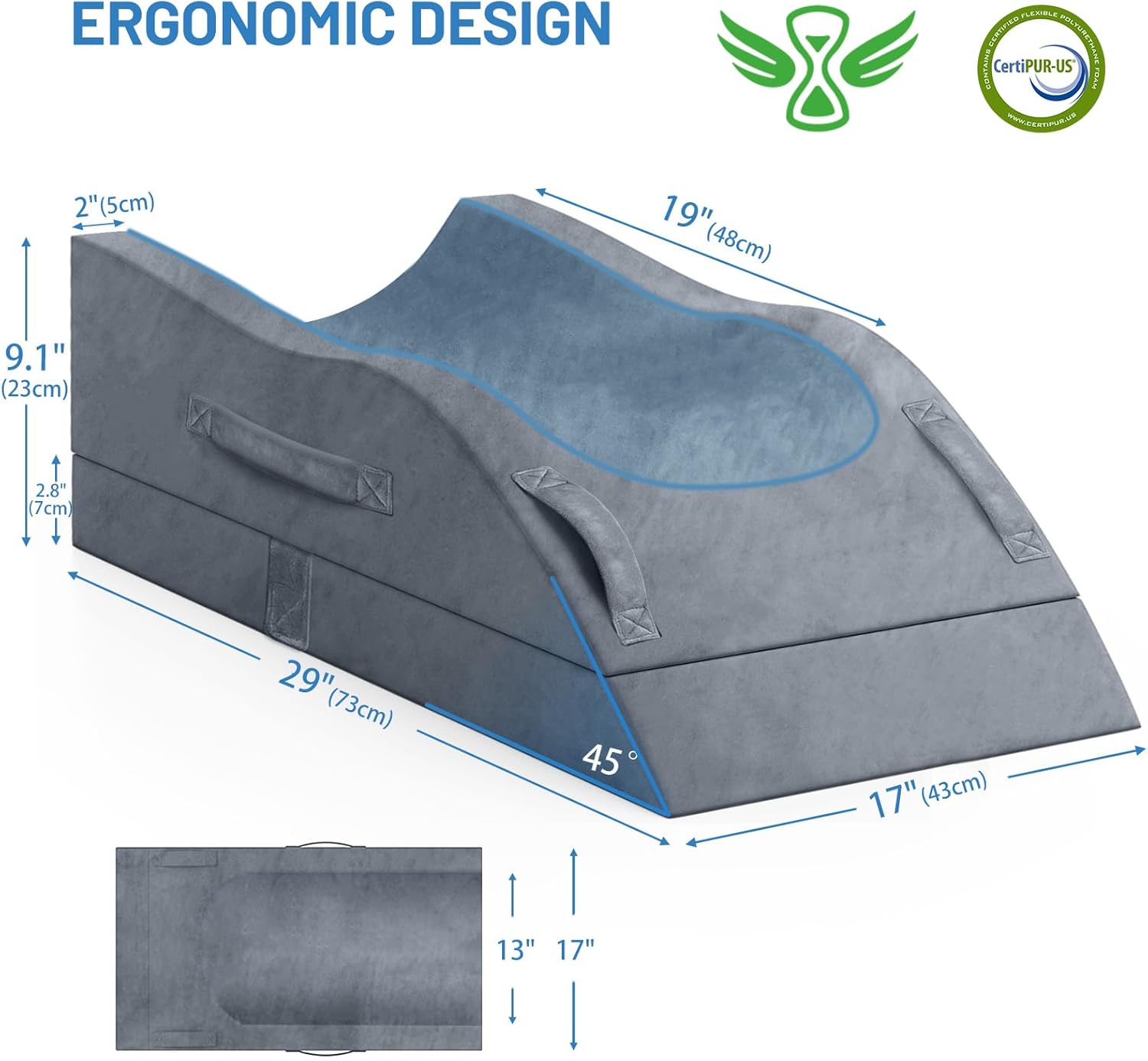 TranquilRelax TranquilRelax Double Leg Elevation Pillows, Wedge Pillow for After Surgery, Memory Foam Support Adjustable, Comfort Ca…