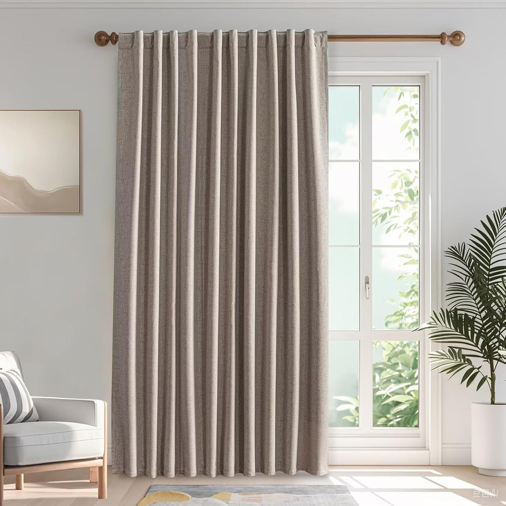 IGEMAEVE Blackout Curtains Customsize for Bedroom,100% Black Out Curtains 1 Panel Thermal Insulated Room Darkening Drapes Beige Rod…
